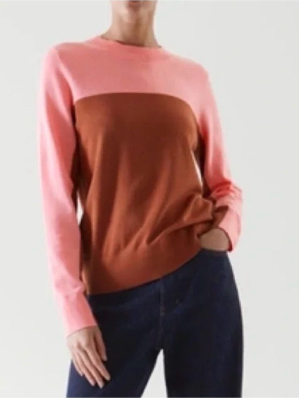COS Colorblock Sweater in Pink/Brown